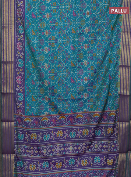 Teal green semi tussar saree with matching Neck piece