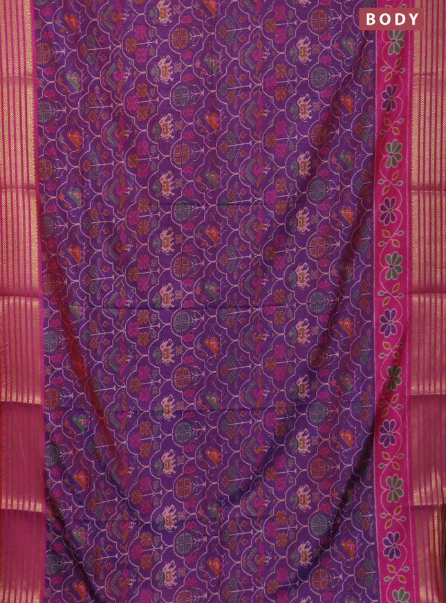 Purple semi tussar saree with matching Neck piece