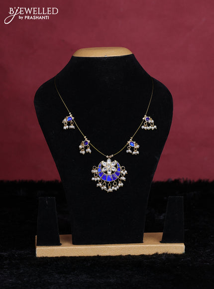 Blue semi tussar saree with matching Neck piece