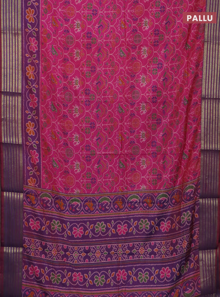 Pink semi tussar saree with matching Neck piece