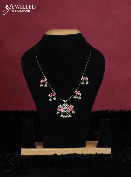 Pink semi tussar saree with matching Neck piece