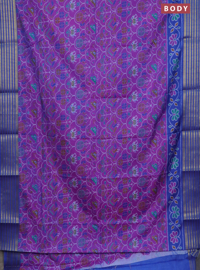 Purple semi tussar saree with matching Neck piece