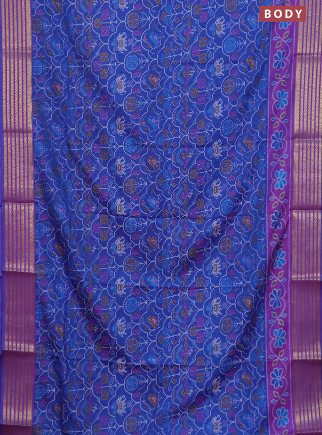 Blue semi tussar saree with matching Neck piece