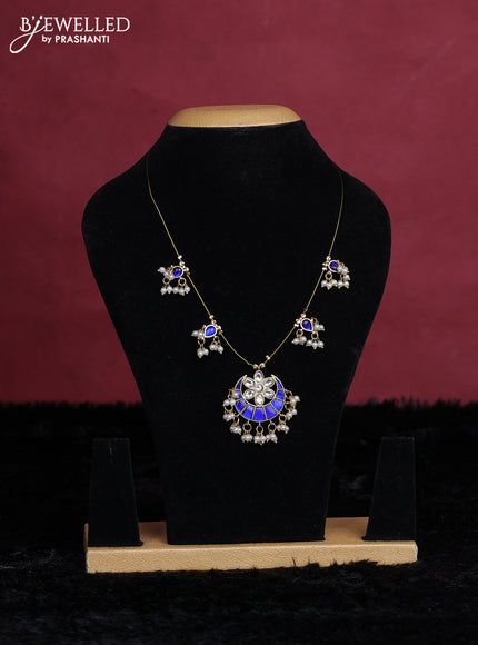 Blue semi tussar saree with matching Neck piece