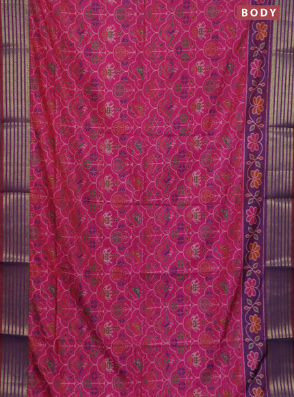Pink semi tussar saree with matching Neck piece