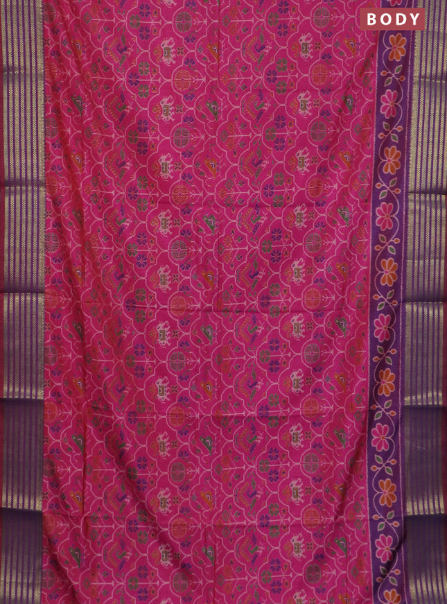 Pink semi tussar saree with matching Neck piece