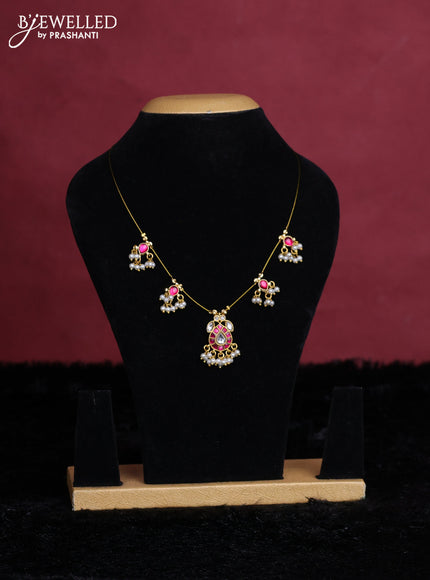 Pink semi tussar saree with matching Neck piece