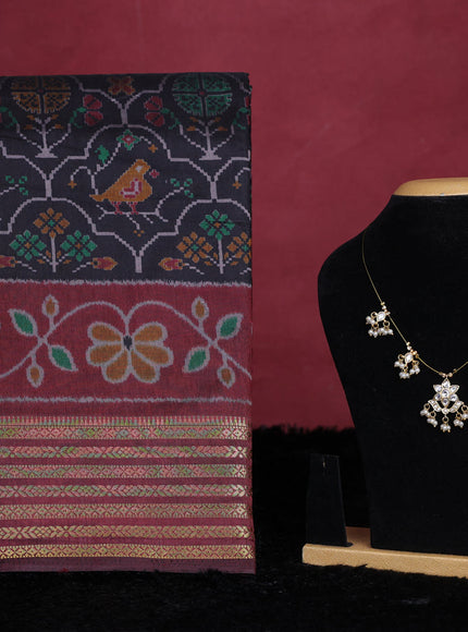 Black semi tussar saree with matching Neck piece
