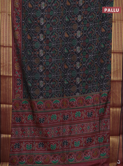 Black semi tussar saree with matching Neck piece
