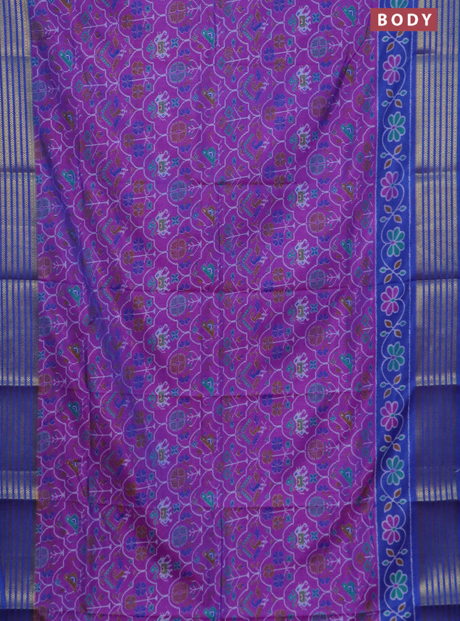Purple semi tussar saree with matching Neck piece