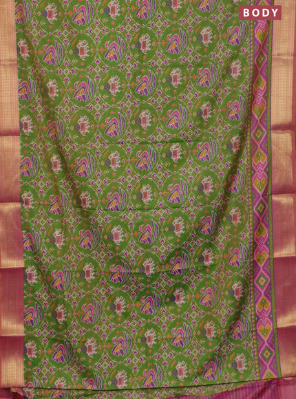 Green semi tussar saree with matching Neck piece