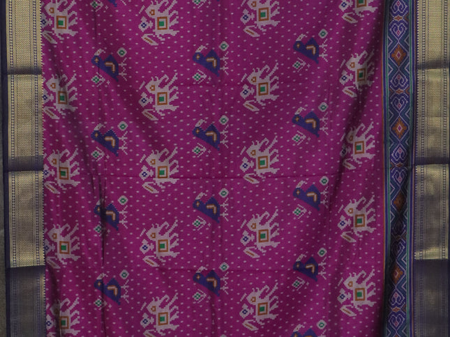 Purple semi tussar saree with matching Neck piece