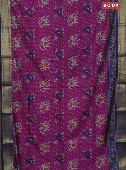 Purple semi tussar saree with matching Neck piece