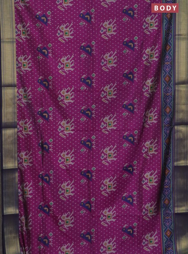 Purple semi tussar saree with matching Neck piece