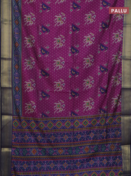 Purple semi tussar saree with matching Neck piece