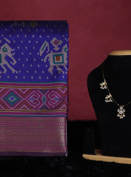Blue semi tussar saree with matching Neck piece