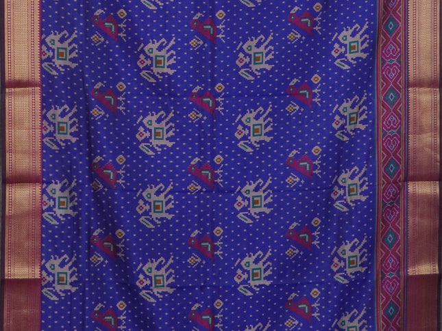 Blue semi tussar saree with matching Neck piece