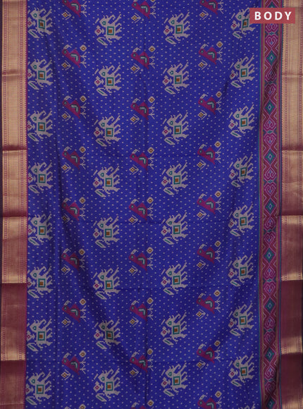 Blue semi tussar saree with matching Neck piece