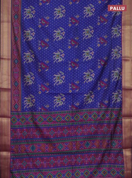 Blue semi tussar saree with matching Neck piece
