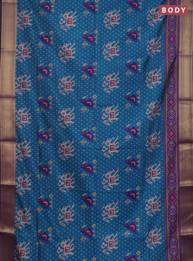 Peacock blue semi tussar saree with matching Neck piece