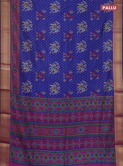 Blue semi tussar saree with matching Neck piece