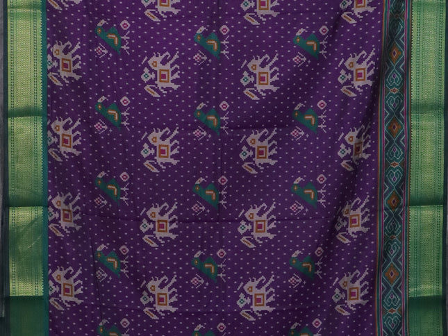 Purple semi tussar saree with matching Neck piece