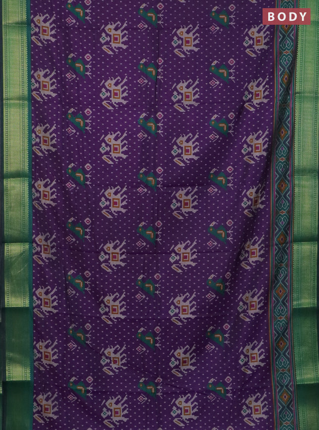 Purple semi tussar saree with matching Neck piece