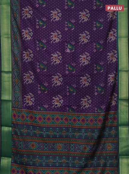 Purple semi tussar saree with matching Neck piece