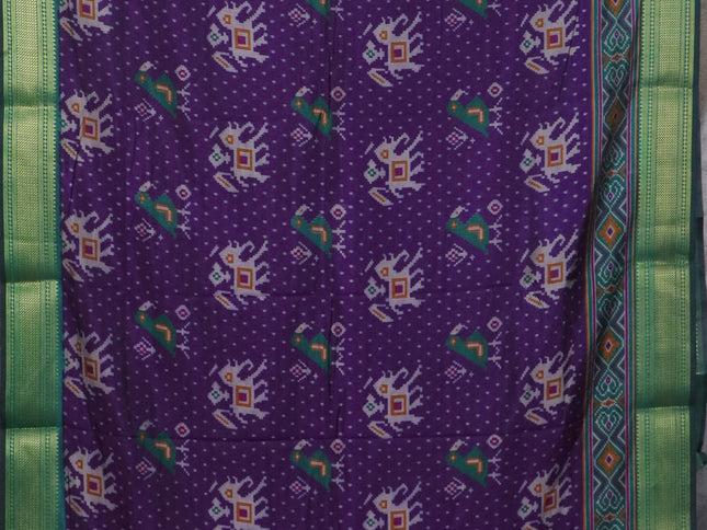 Deep purple semi tussar saree with matching Neck piece