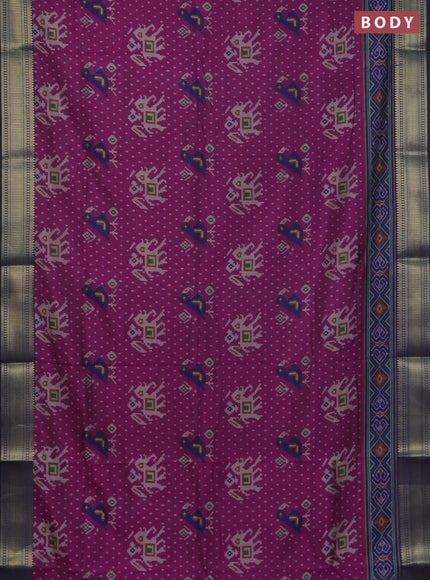 Purple semi tussar saree with matching Neck piece