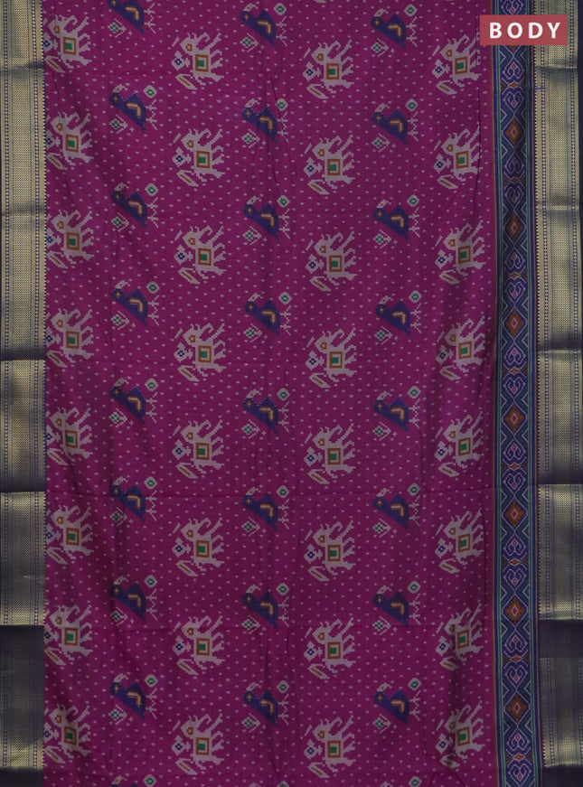 Purple semi tussar saree with matching Neck piece