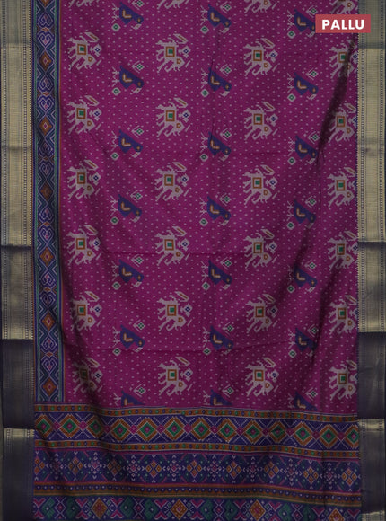 Purple semi tussar saree with matching Neck piece