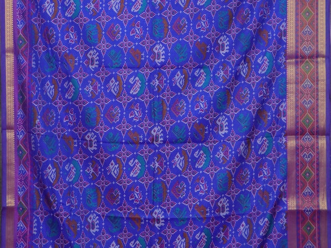 Royal blue semi tussar saree with matching Neck piece