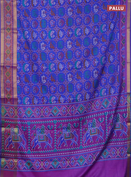 Royal blue semi tussar saree with matching Neck piece