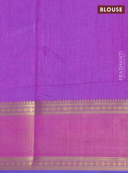 Royal blue semi tussar saree with matching Neck piece