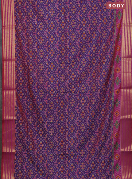 Purple semi tussar saree with matching Neck piece