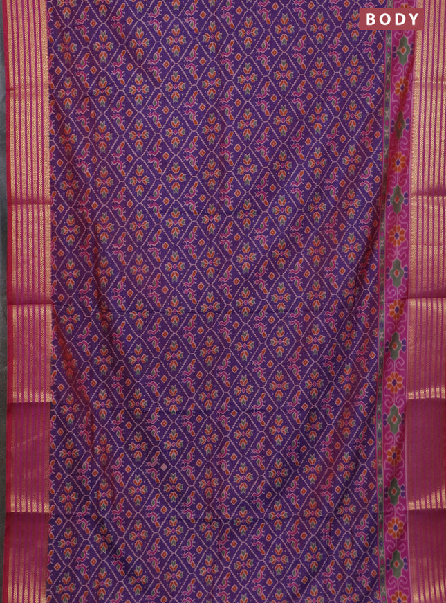 Purple semi tussar saree with matching Neck piece