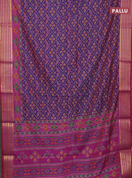 Purple semi tussar saree with matching Neck piece