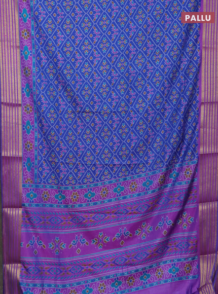 Blue semi tussar saree with matching Neck piece