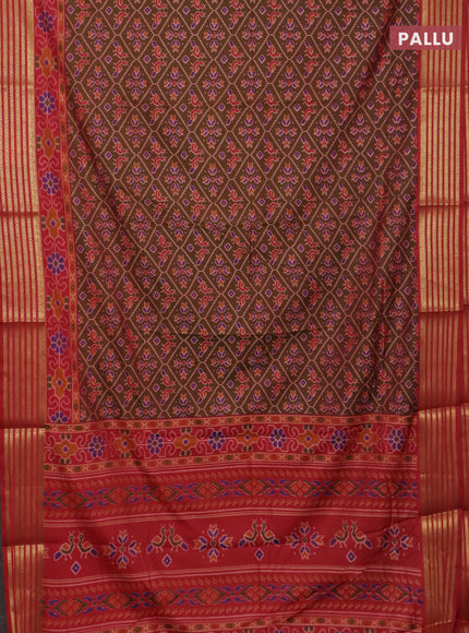 Manthulir green semi tussar saree with matching Neck piece