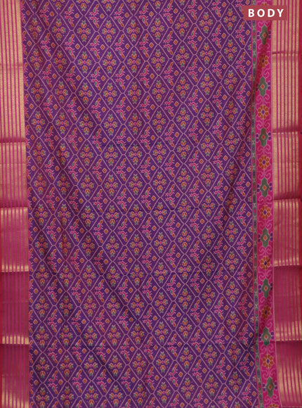 Purple semi tussar saree with matching Neck piece