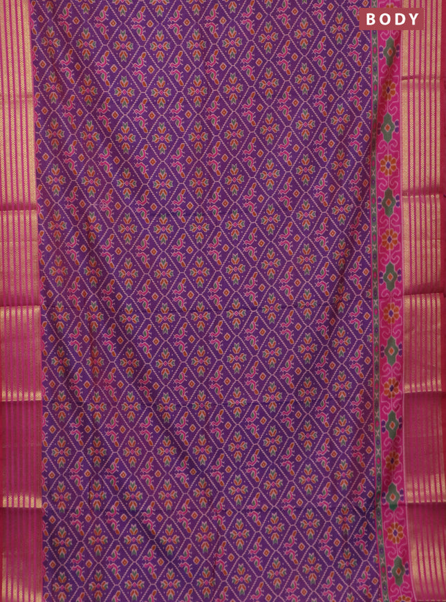 Purple semi tussar saree with matching Neck piece