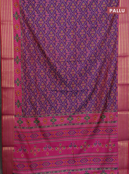 Purple semi tussar saree with matching Neck piece