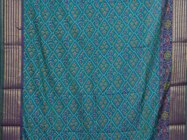 Teal green semi tussar saree with matching Neck piece