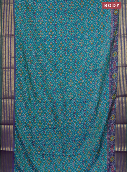 Teal green semi tussar saree with matching Neck piece