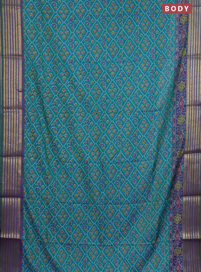 Teal green semi tussar saree with matching Neck piece