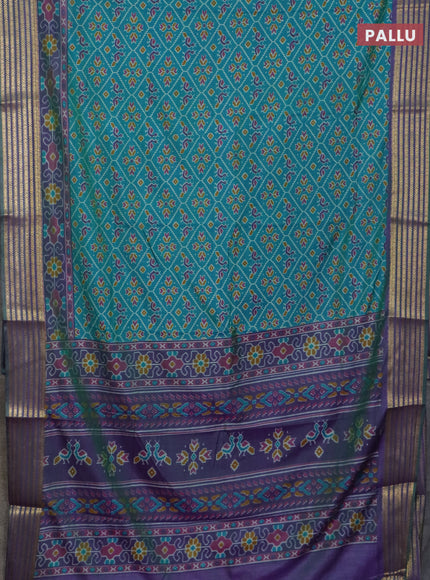 Teal green semi tussar saree with matching Neck piece