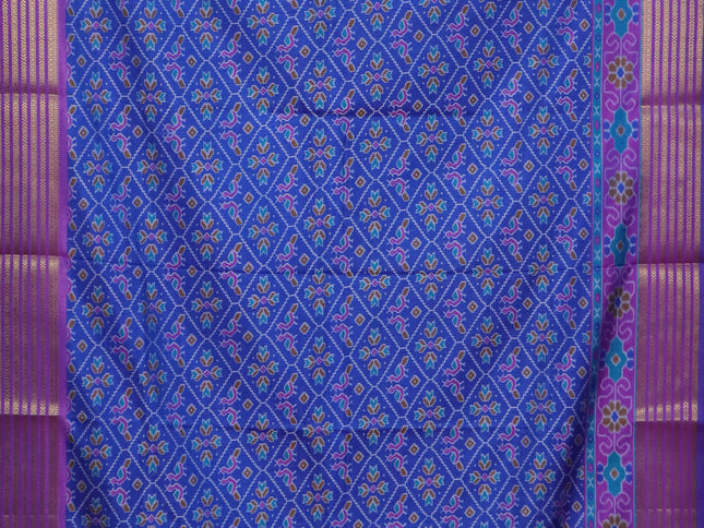 Blue and green semi tussar saree with matching Neck piece