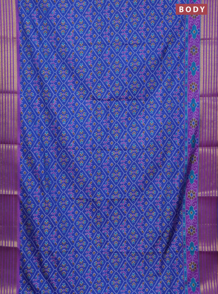 Blue and green semi tussar saree with matching Neck piece