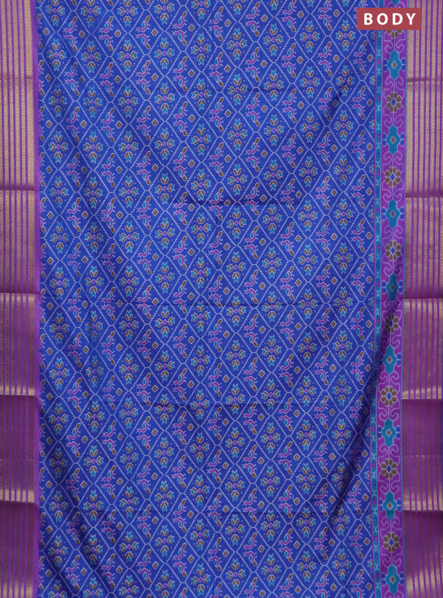 Blue and green semi tussar saree with matching Neck piece